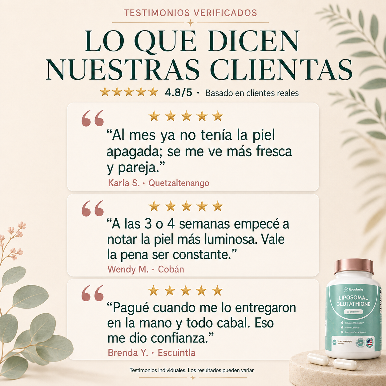 Rosabella™ Glutatión Liposomal 500 mg | Glow y Bienestar